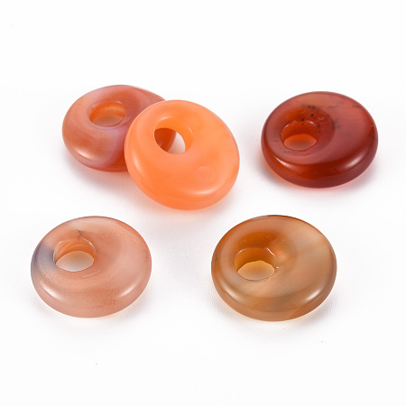 Honeyhandy Natural Carnelian Pendants, Donut/Pi Disc, 17.5~18.5x5.5mm, Hole: 5.5mm