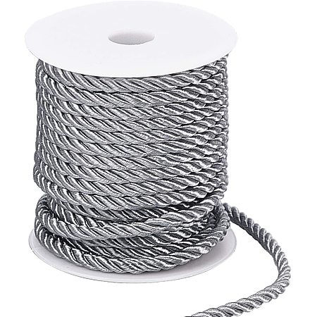 PandaHall Elite 59 Feet 5mm Twisted Cord Rope, 3-Ply Decorative Rope Polyester Twine Cord Rope String for Home Decor, Crafts Making and Costume Crafting (Dark Gray)