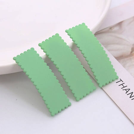 Honeyhandy Frosted Plastic Snap Hair Clips, with Metal Clip, for Women and Girls, Waved Rectangle, Medium Sea Green, 55x20mm