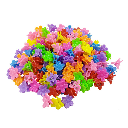 ARRICRAFT Kids Hair Accessories, Plastic Claw Hair Clips, Flower, Mixed Color, 19x19mm, about 100pcs/bag