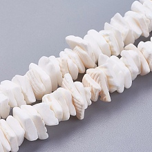 ARRICRAFT Natural Sea Shell Beads Strands, Dyed, Square Chip, White, 1~3.5x4.5~10x4.5~10mm, Hole: 0.5mm, 16.1 inches~16.9 inches