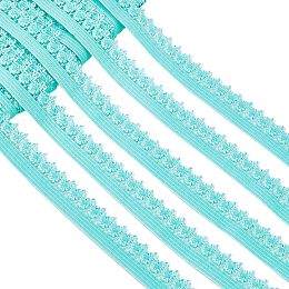 GORGECRAFT 20 Yards Frilly Edge Stretch 13mm Wide Edge Lingerie Elastic Lace Trim Webbing Crocheted Lace Cord Ribbon for DIY Sewing Crafts Garment Embellishments Gift Wrapping, Medium Aquamarine