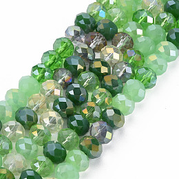 Honeyhandy Electroplate Glass Beads Strands, AB Color Plated, Faceted, Rondelle, Sea Green, 7.5~8x6mm, Hole: 1.5mm, about 69~72pcs/strand, 16.54 inch~17.24 inch(42cm~43.8cm)