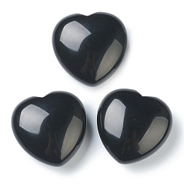 Honeyhandy Natural Obsidian Heart Love Stone, Pocket Palm Stone for Reiki Balancing, 44.5~45x45~46x20.5~21mm