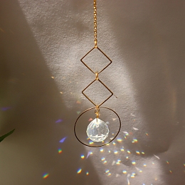 Honeyhandy Quartz Crystal Big Pendant Decorations, Hanging Sun Catchers, Rhombus, Clear, 335mm, Hole: 11mm