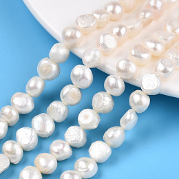 Honeyhandy Natural Cultured Freshwater Pearl Beads Strands, Baroque Pearls Keshi Pearl Beads, Two Sides Polished, Seashell Color, 7~9.5x8~10.5x5~8.5mm, Hole: 0.6mm, about 40~42pcs/strand, 13.66~14.13 inch(34.7~35.9cm)