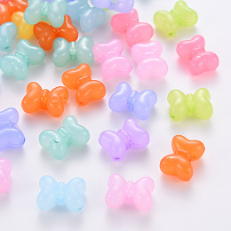 Arricraft Transparent Acrylic Beads, Dyed, Bowknot, Mixed Color, 11x15x7mm, Hole: 2mm