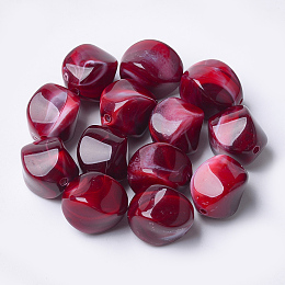 Nbeads Acrylic Beads, Imitation Gemstone Style, Nuggets, DarkRed, 15.5x12x12mm, Hole: 1.8mm