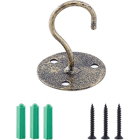 GORGECRAFT Ceiling Hooks Metal Plant Bracket Wall Mount Hanger Bracket with Screws and Anchors for Hanging Lanterns, Bird Feeders, Wind Chimes, Planters and Baskets, Coffee