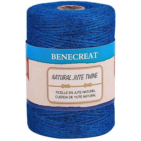 BENECREAT 656 Feet 2mm Natural Jute Twine 3Ply Deepblue Jute String Rope for Gardening, Gift Packing, Arts & Crafts and Party Decoration