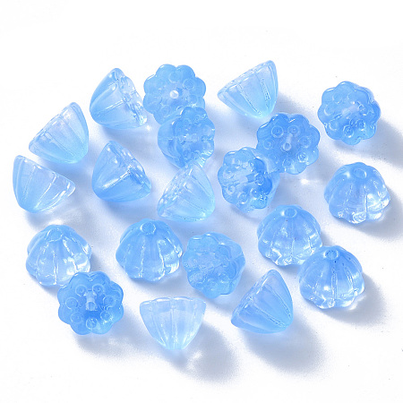 Honeyhandy Transparent Baking Painted Glass Beads, Imitation Jade, Lotus Pod, Cornflower Blue, 11x10.5x8mm, Hole: 1mm
