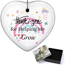 CREATCABIN Thank You Gift Teacher Appreciation Gifts Ceramics Ornament Keepsake Sign Heart Hanging Plaque Gifts Thank You for Helping Me Grow for Women Mom Mentor Leader Coworker Christmas 3Inch