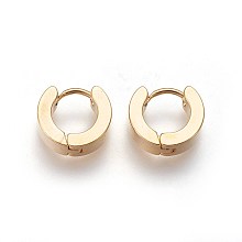 Honeyhandy 304 Stainless Steel Huggie Hoop Earrings, Hypoallergenic Earrings, Thick Hoop Earrings, Ring Shape, Golden, 10x11.5x3mm, Pin: 1mm