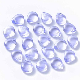 Arricraft Transparent Spray Painted Glass Beads, Top Drilled Beads, with Glitter Powder, Teardrop, Lilac, 12.5x10.5x5.5mm, Hole: 0.9mm