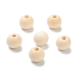 Honeyhandy Natural Unfinished Wood Beads, Round Wooden Loose Beads, Wheat, 12x10.5mm, Hole: 4mm, about 720pcs/500g