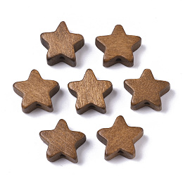 Honeyhandy Painted Natural Wood Beads, Star, Peru, 14~15x14~15x5.5mm, Hole: 1.5mm