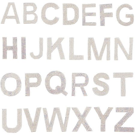 GORGECRAFT 1.8 Inch High Glitter Rhinestone Alphabet Letter Stickers 26 Letters A-Z Self-Adhesive Sticker Iron-on Word Stickers for Cars Arts Crafts Clothing DIY Decoration (AB)