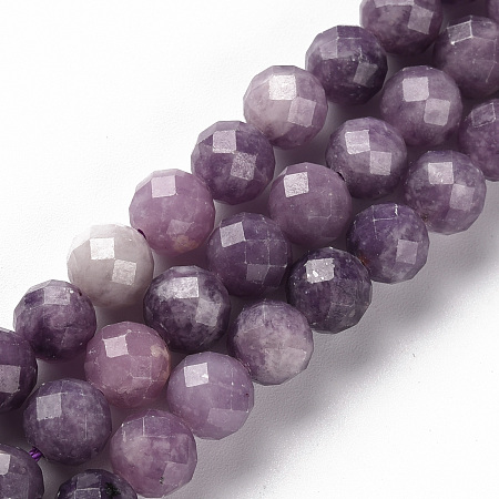 Honeyhandy Natural Sugilite Beads Strands, Round, Faceted, 8mm, Hole: 1.2mm, about 48pcs/strand, 14.57 inch(37cm)