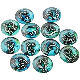 Arricraft 100 Pcs 25mm Printed Glass Cabochons, Flatback Dome Cabochons, Mosaic Tile for Photo Pendant Making Jewelry, Constellation