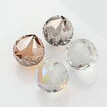 Honeyhandy Faceted Round Glass Pendants, Mixed Color, 35x32mm, Hole: 2mm