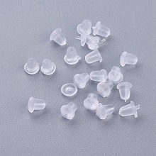 Honeyhandy Plastic Ear Nuts, Earring Backs, Clear, 5x4mm, Hole: 0.5mm