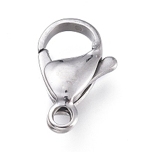 Honeyhandy 316 Surgical Stainless Steel Lobster Claw Clasps, Manual Polishing, Stainless Steel Color, 15x9.4x4.2mm, Hole: 1.8mm