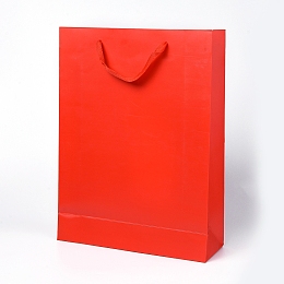 Honeyhandy Kraft Paper Bags, with Handles, Gift Bags, Shopping Bags, Rectangle, Red, 40x30x10cm