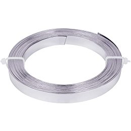 BENECREAT 16.5 Feet 10mm Wide Flat Jewelry Craft Wire 18 Gauge Aluminum Wire for Bezel, Sculpting, Armature, Jewelry Making - Silver