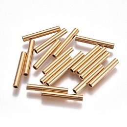 Honeyhandy Ion Plating(IP) 304 Stainless Steel Tube Beads, Golden, 20x3mm, Hole: 2mm