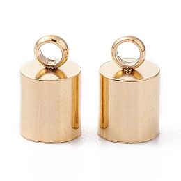 Honeyhandy 201 Stainless Steel Cord Ends, End Caps, Column, Real 24K Gold Plated, 10x6mm, Hole: 2.5mm, Inner Diameter: 5mm