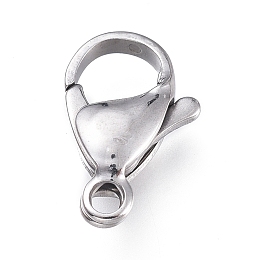 Honeyhandy 316 Surgical Stainless Steel Lobster Claw Clasps, Manual Polishing, Stainless Steel Color, 15x9.4x4.2mm, Hole: 1.8mm