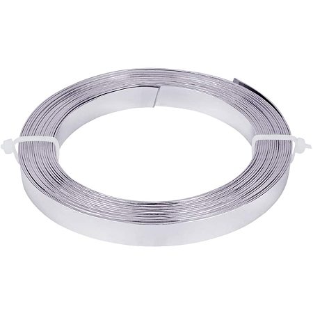BENECREAT 16.5 Feet 10mm Wide Flat Jewelry Craft Wire 18 Gauge Aluminum Wire for Bezel, Sculpting, Armature, Jewelry Making - Silver