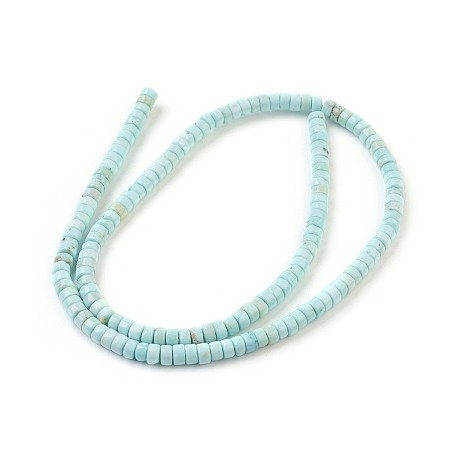Honeyhandy Natural Howlite Beads Strands, Dyed, Heishi Beads, Flat Round/Disc, Light Blue, 4x2~2.5mm, Hole: 0.8mm, about 159pcs/strand, 15.7 inch(40cm)