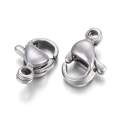 Honeyhandy 304 Stainless Steel Lobster Claw Clasps, Parrot Trigger Clasps, Stainless Steel Color, 9x6x3mm, Hole: 1mm