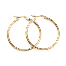 Honeyhandy 201 Stainless Steel Hoop Earrings, with 304 Stainless Steel Pins, Ring Shape, Golden, 33.5x2mm, 12 Gauge, Pin: 1x0.7mm