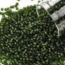 Honeyhandy TOHO Round Seed Beads, Japanese Seed Beads, (940F) Transparent Frost Olivine, 11/0, 2.2mm, Hole: 0.8mm, about 5555pcs/50g