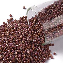 TOHO Round Seed Beads, Japanese Seed Beads, (2640F) Semi Glazed Rainbow Burnt Orange, 15/0, 1.5mm, Hole: 0.7mm, about 3000pcs/10g