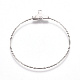 Honeyhandy 304 Stainless Steel Wire Pendants, Hoop Earring Findings, Ring, Stainless Steel Color, 21 Gauge, 40x35.5x0.7mm, Hole: 1mm