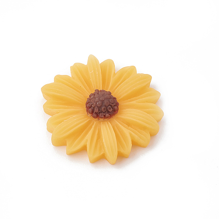 Honeyhandy Resin Cabochons, Flower/Daisy, Gold, 23x22x7mm
