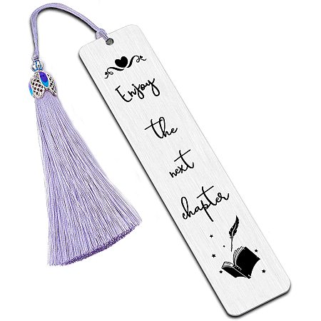 FINGERINSPIRE Inspirational Words Stainless Steel Bookmarks - Enjoy The Next Chapter with Tassel & Gift Box Graduation Gift for High School Elementary College Student Leaving Promotion Book Lover