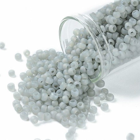 TOHO Round Seed Beads, Japanese Seed Beads, Frosted, (150F) Ceylon Frost Smoke, 8/0, 3mm, Hole: 1mm, about 222pcs/bottle, 10g/bottle