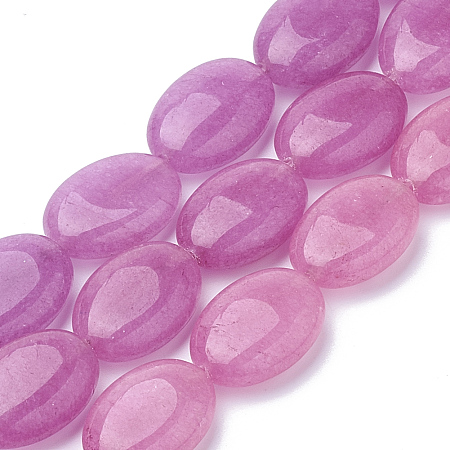 ARRICRAFT Natural White Jade Beads Strands, Oval, Dyed, Orchid, 18~18.5x13x6mm, Hole: 1mm, about 22pcs/strand, 15.7 inch