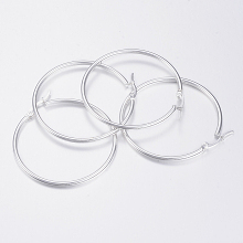 Honeyhandy 304 Stainless Steel Big Hoop Earrings, Hypoallergenic Earrings, Silver, 46x45x2mm, 12 Gauge, Pin: 1x0.8mm