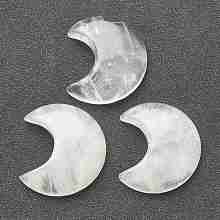 Honeyhandy Natural Quartz Crystal Pendants, Moon, 34~35x29~30x7.5~9mm, Hole: 1.2mm