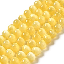 Natural Selenite Beads Strands, Grade A, Dyed, Round, Gold, 8.5mm, Hole: 0.8mm, about 46pcs/strand, 15.35''(39cm)