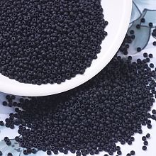 MIYUKI Round Rocailles Beads, Japanese Seed Beads, 11/0, (RR401F) Matte Black, 2x1.3mm, Hole: 0.8mm, about 5500pcs/50g