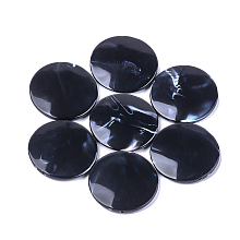 Honeyhandy Acrylic Beads, Imitation Gemstone Style, Flat Round, Black, 32x6mm, Hole: 1.6mm