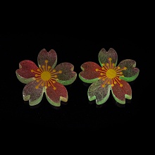 Honeyhandy Luminous Resin Cabochons, 5-Petal Flower/Sakura, Hot Pink, 26x5mm