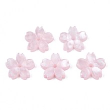 Honeyhandy Opaque Acrylic Beads, Sakura, Pink, 10.5x11x2mm, Hole: 1.2mm