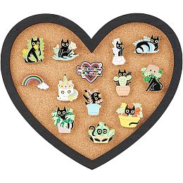 BENECREAT Pin Board Heart Cork Board Bulletin Display Board, 0.8" Thick Wall Mounted Cork Board for Brooch Pin Storage, Office Home School Wedding Decoration, 8x6.7"